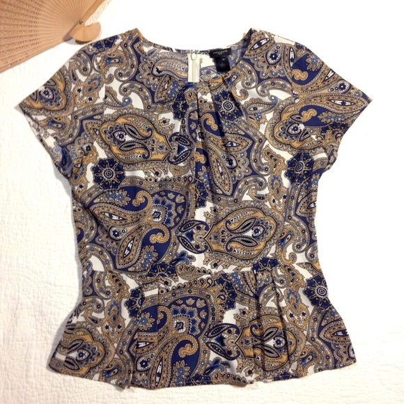 Ann Taylor Tops - Ann Taylor Top Blouse Paisley Peplum Pleats 6